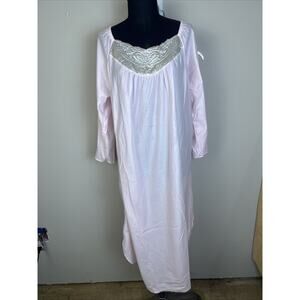 Berrette New York Pink Nightgown Embroidered Bust Extra Large Grandma Core